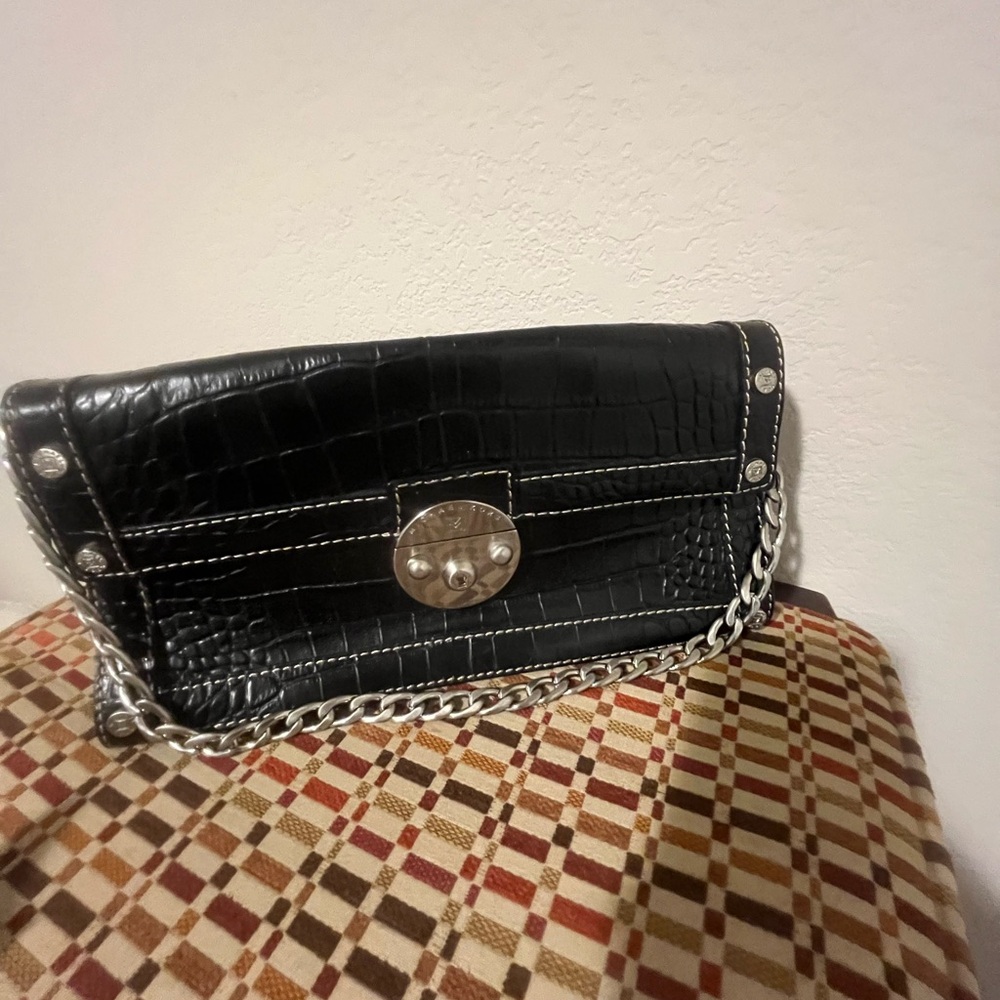 Michael Kors Black Crocodile-Embossed Satchel